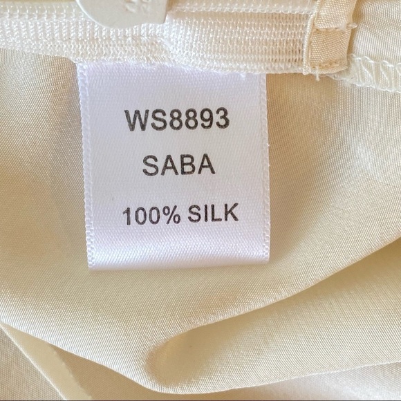 NWT SABA Ivory & Black Bay View Silk Peplum Short Sleeve Blouse Size 14 - Picture 8 of 11